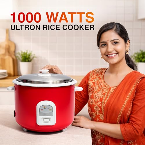 Image of ULTRON 2.8L Automatic Electric Rice Cooker with Double Aluminium Pot | Auto Cook & Auto Warm Function | Cool Touch Handles | Durable Body | 2 Year Product Warranty & 5 Year Heating Coil Warranty