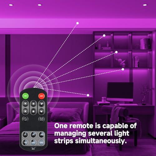 Image of BTF-LIGHTING Purple Color COB LED Strip Light, UL Listed High Density Flexible Tape Light with RF Remote & ETL Power Adapter, DC24V 16.4FT Ultra Bright Light for Cabinet Kitchen Home Indoor Lighting