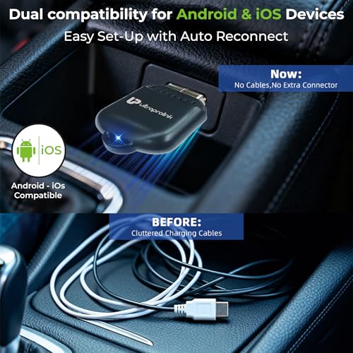 Image of UltraProlink DriveLink| Android Auto /CarPlay Adapter| 2in1 Wireless Car Receiver|Wifi 5.8GHz & Bluetooth 5.2 Connectivity| Only for Cars with OEM Pre-Installed Wired Android Auto /CarPlay |UM1221|Black