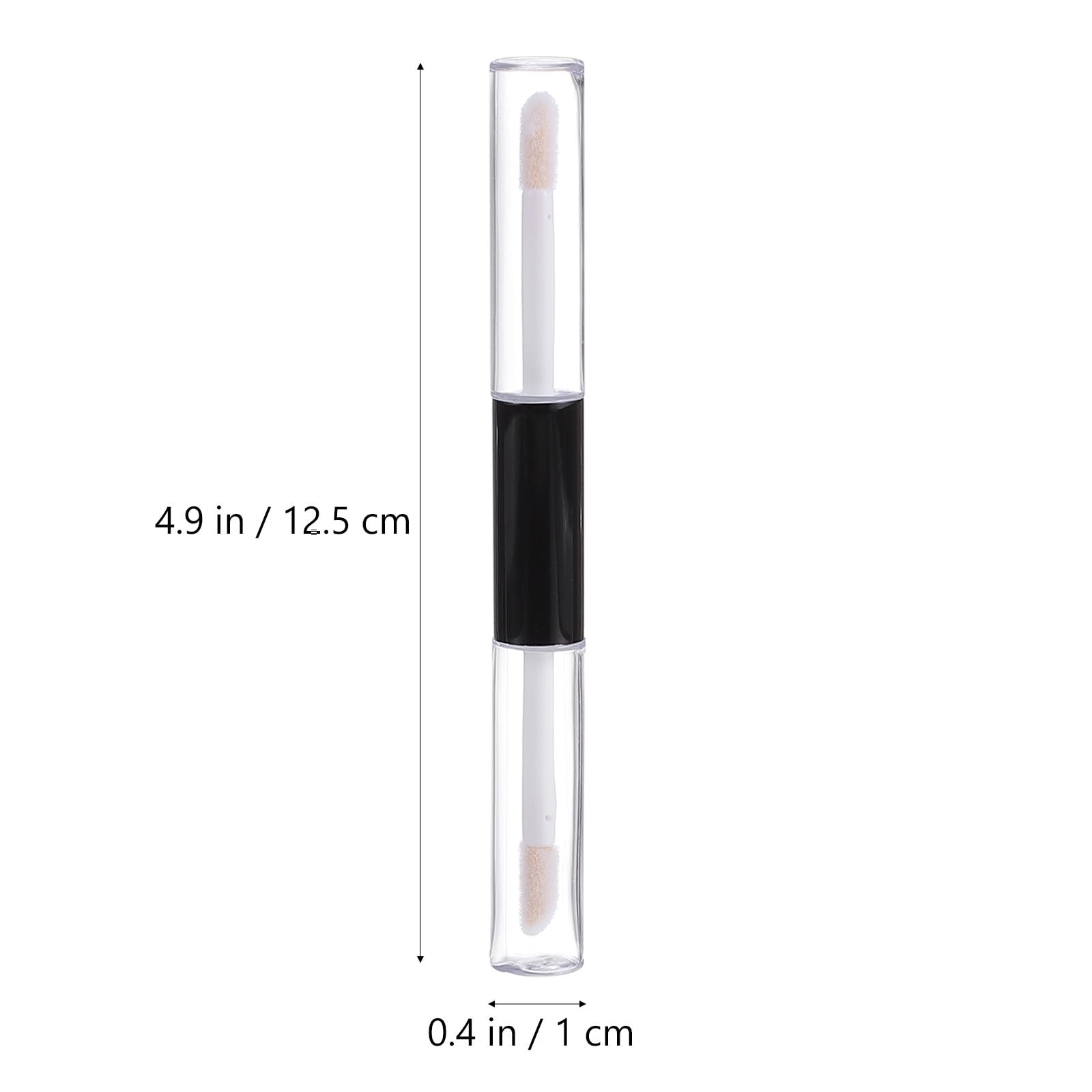 Tubo de Brillo de Labios Vacío de 4ml Plástico Doble Extremo | Negro, 10 Unidades con Tapón de Goma, Rellenable para DIY y Uso Diario