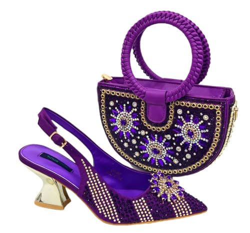 Chaussures de mariage italiennes violettes à talons aiguilles FULBHPRINT en taille 40