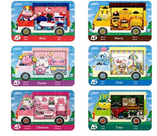 6 Stück für Animal Crossing New Horizons ACNH für Amiibo für Sanrio Minikarte, RV Villager Möbel Kompatibel mit Switch/Switch Lite/New 3DS