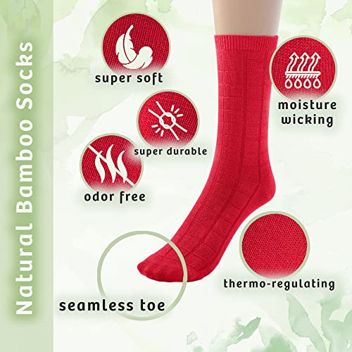 Silky Toes Mens Designed Bamboo Dress Crew Socks, Dressy or Casual 3 or 6 Pairs3