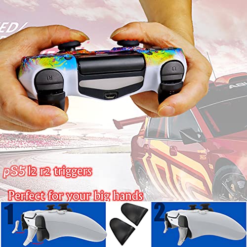 Image of Silicone Skin for Ps5 Controller, 2pcs Anti-Slip Shell Cover Case with 10 Joystick Grips, 2 Pairs L2 R2 for Playsation 5 Controller Wireless Gamepad