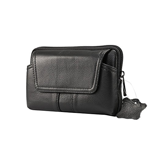 Preisvergleich Produktbild jbTec Gürtel-Tasche Handy-Tasche 165x105x40mm Leder - Hüfttasche Gurttasche Koppeltasche Gürtelcase Case Etui Bag Reisen, Farbe:Schwarz