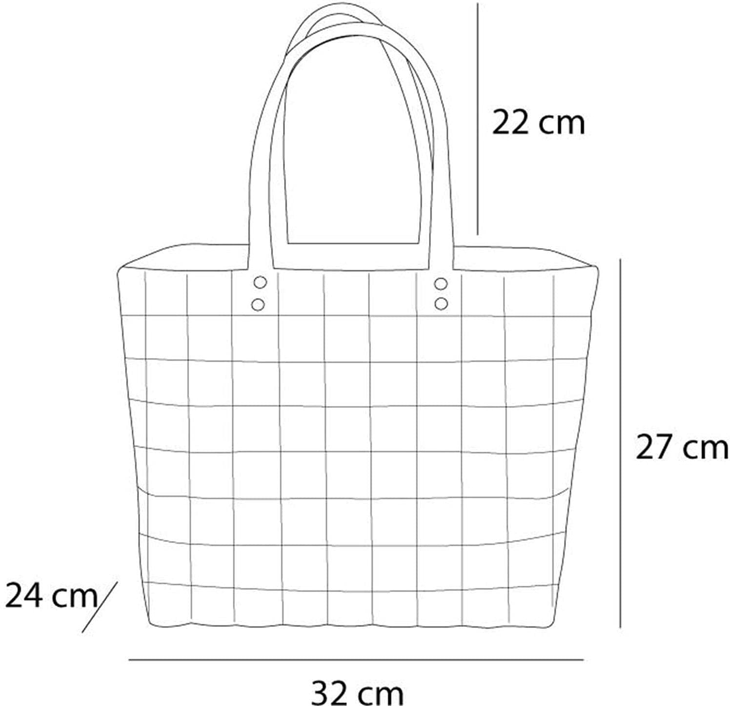 Einkaufskorb Shopper geflochten aus Kunststoff - robuster Strandkorb aus wasserabweisendem Material Farbe Schwarz