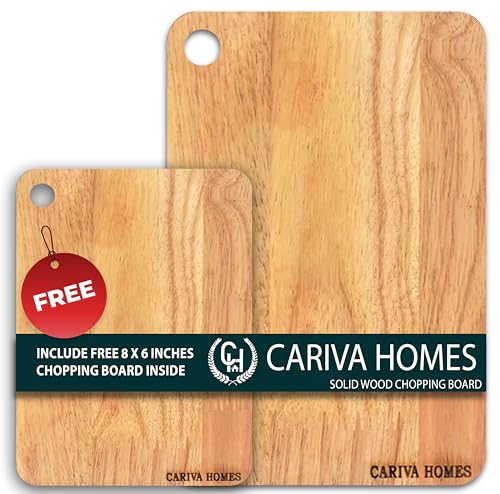 Image of Wooden Chopping Board 22 x 32 CM - Durable Cutting Board for Kitchen Rectangular Shape - Knife Friendly Wood for Vegetables, Fruits Include Free 22 X 18 CM Chopping Board Inside (Beige18)