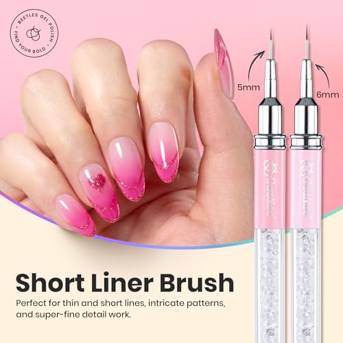 Image of Beetles Gel Polish Nail Art Liner Brushes 5Pcs Painting Art Design Pen Set Diamond Application Rhinestone Handle Drawing Nail Art Brushes Tools Sizes 5 /6 /11 /20 /25mm Nail Art Design Gift for Women