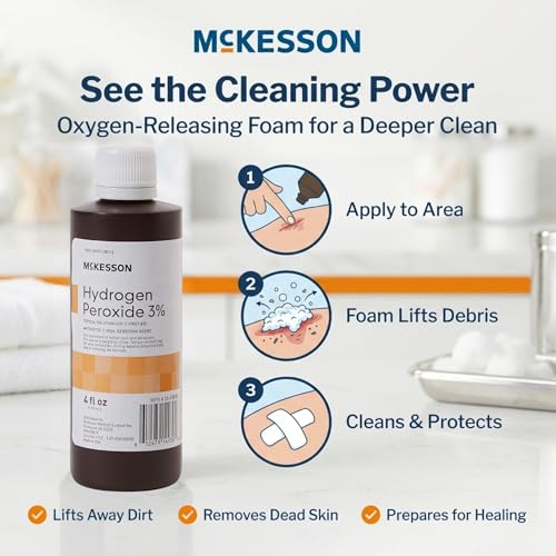 McKesson Hydrogen Peroxide 3%, 4 oz [Pack of 1] Topical Solution USP, First Aid Antiseptic, Oral Debriding Agent - image 4