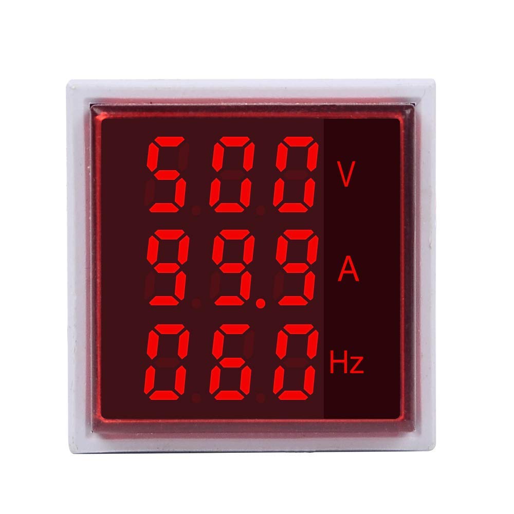 AC Voltage+Current+Frequency Meter LED Display Voltmeter-Ammeter-Hertz Range 600V, 0-100A,0-50Hz (Red) Voltmeter (Digital)-image-24