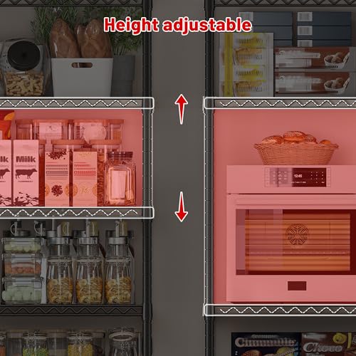 REIBII 45.8\'\'W Wire Shelving Unit, 5 Tier Adjustable Metal Storage Shelves for Kitchen Pantry Office Wire Rack Metal Shelving Unit for College Dorm School, 45.8\" W x 71\" H x 17.2\" D - Thumbnail 7