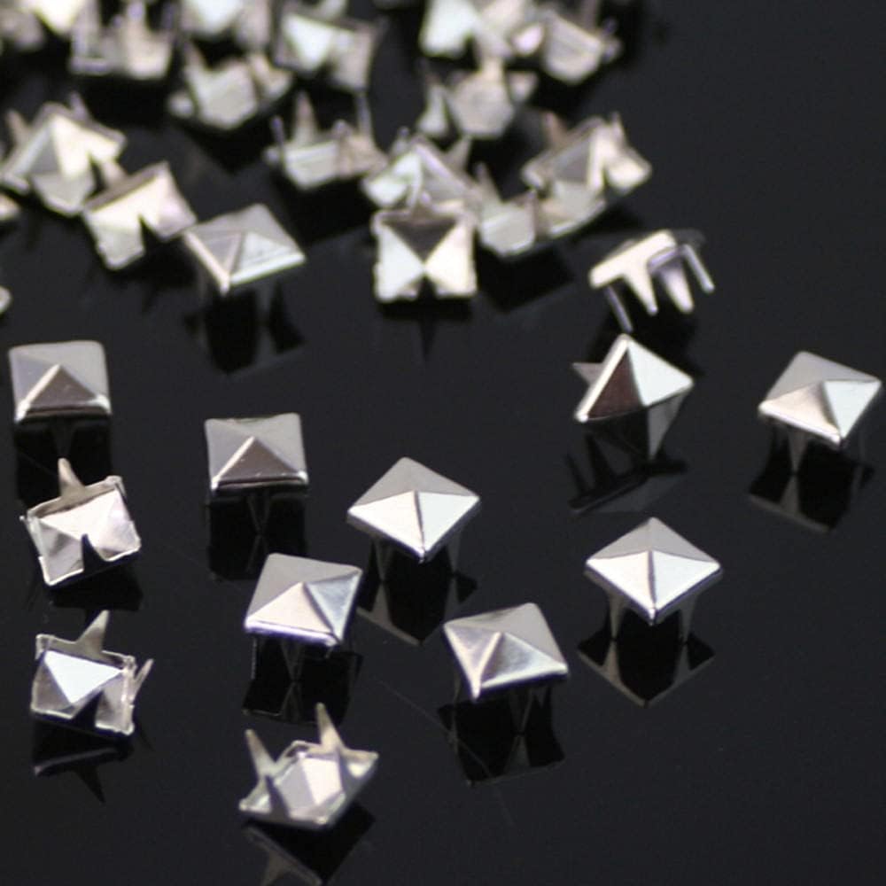 Rivets Fastener, Press Studs,Snap Screw,200 Pcs 7mm Fashion Metal Rivet Studs Silver DIY Leather Craft Decor