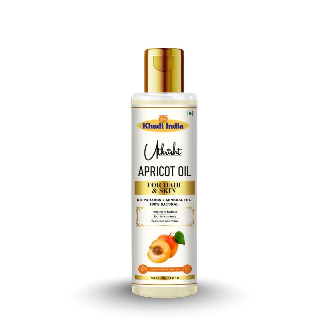 Khadi Apricot Oil For Skin & Hair 100ml | Pure & Natural Oil for Hair Growth, Strengthening & Scalp | Non Sticky, Paraben & Mineral Oil Free | For All Hair Types | Daily Use for Men & Women