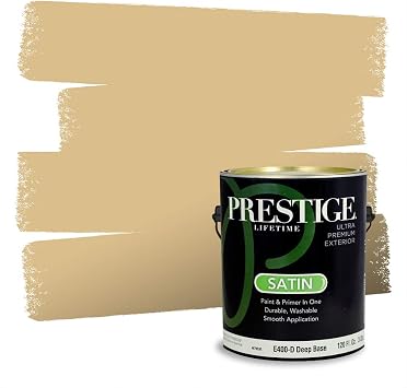 PRESTIGE Paints Exterior Paint and Primer In One, 1-Gallon, Satin, Comparable Match of Behr* Honey Tea*
