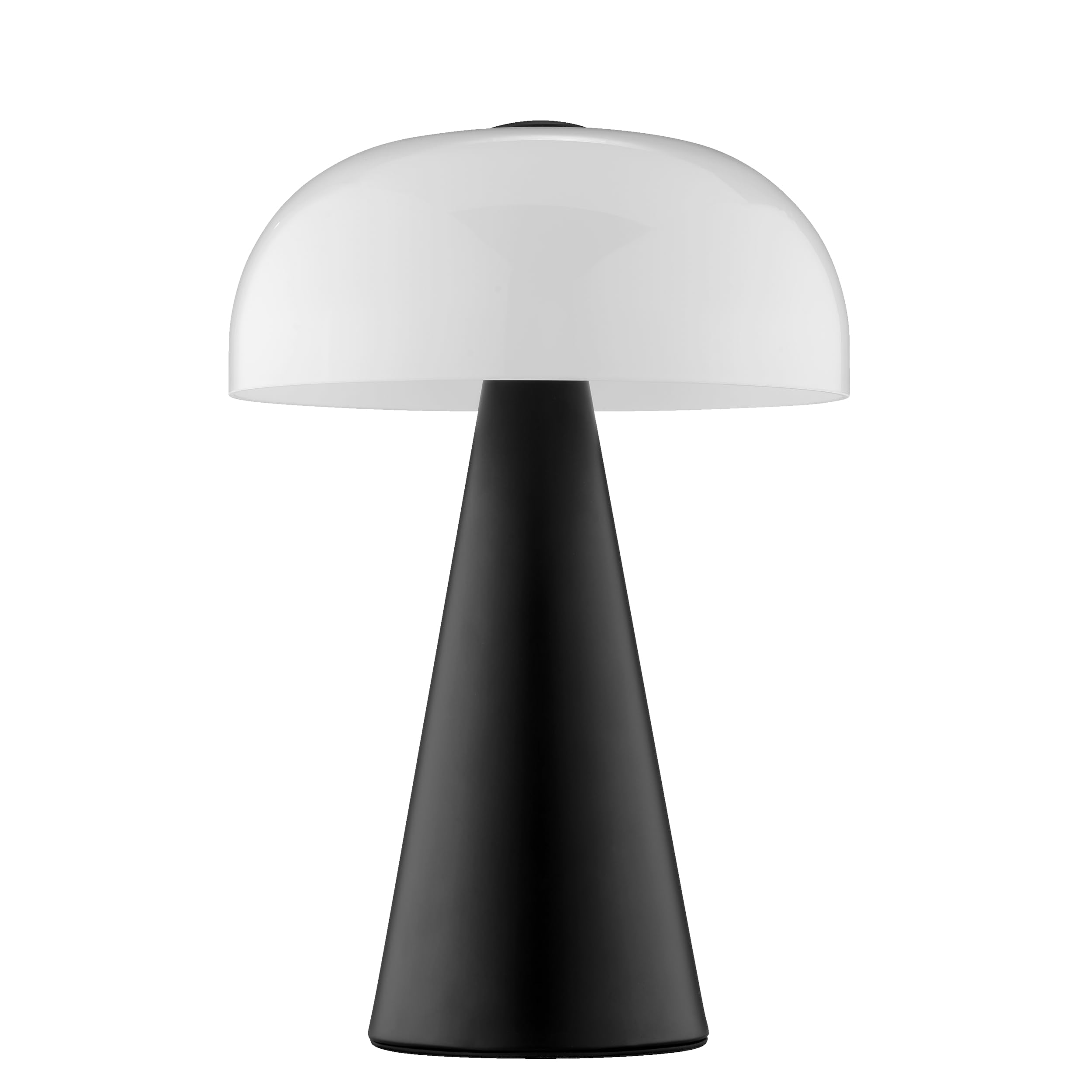 Lightbox Pilz Tischleuchte, E14, Höhe 35 cm, Ø 24 cm, Schalter am Kabel, Glas/Metall, weiß/schwarz, dekorative Nachttischlampe oder Akzentleuchte im Retro Design