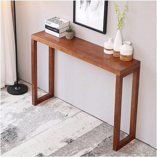 Image of Solid Wood Console Table | Narrow Entryway Table 30cm Depth | Modern Sofa Side Table for Living Room, Hallway, Bedroom | Options | Natural Finish