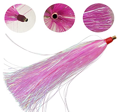 Jshanmei Bucktail Teasers Mylar Flash Teaser Tail Bucktail Teaser Fluke Rigs Flounder Fishing Lures Bait Rigs Kit 18Pcs thumb #2