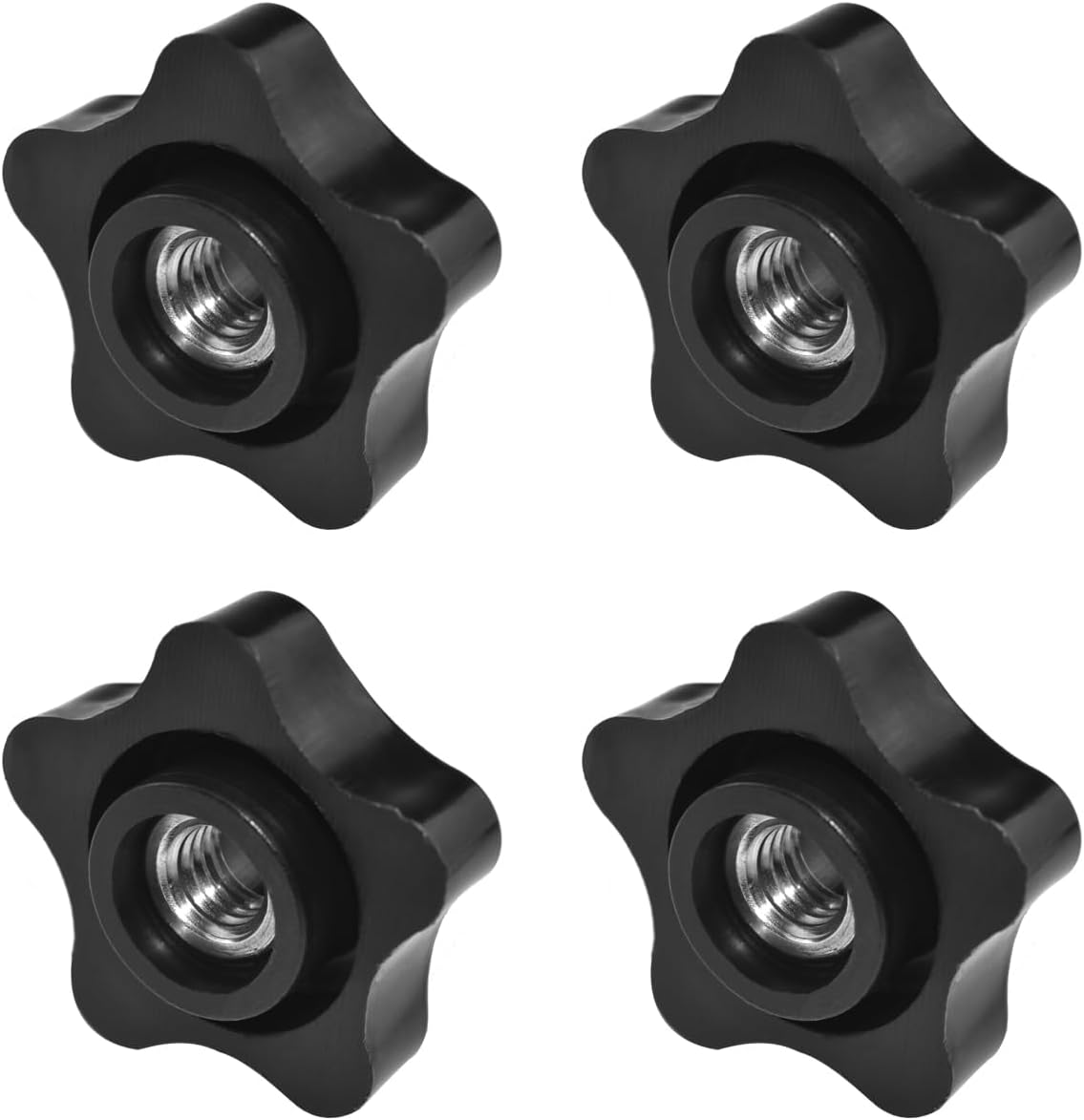 Aifeier ET 4 Pcs 5/16-18 Female Thread Knob Black Nylon 5 Star Shaped Head Clamping Nuts Knob (ID 0.312"/7.938mm)