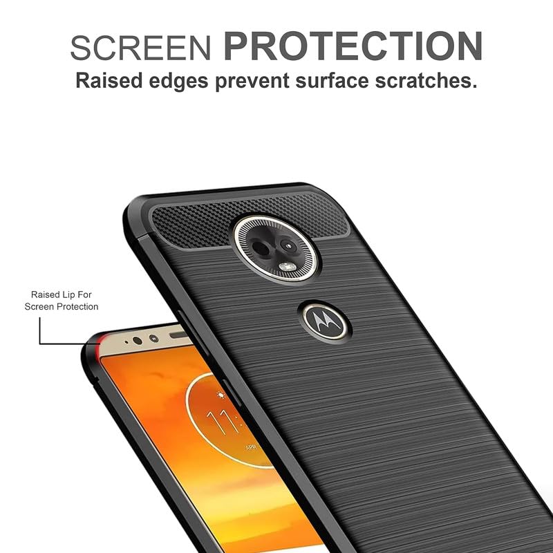 Image of Hybrid Carbon Fiber Back Case for Moto E5 Plus (Black)