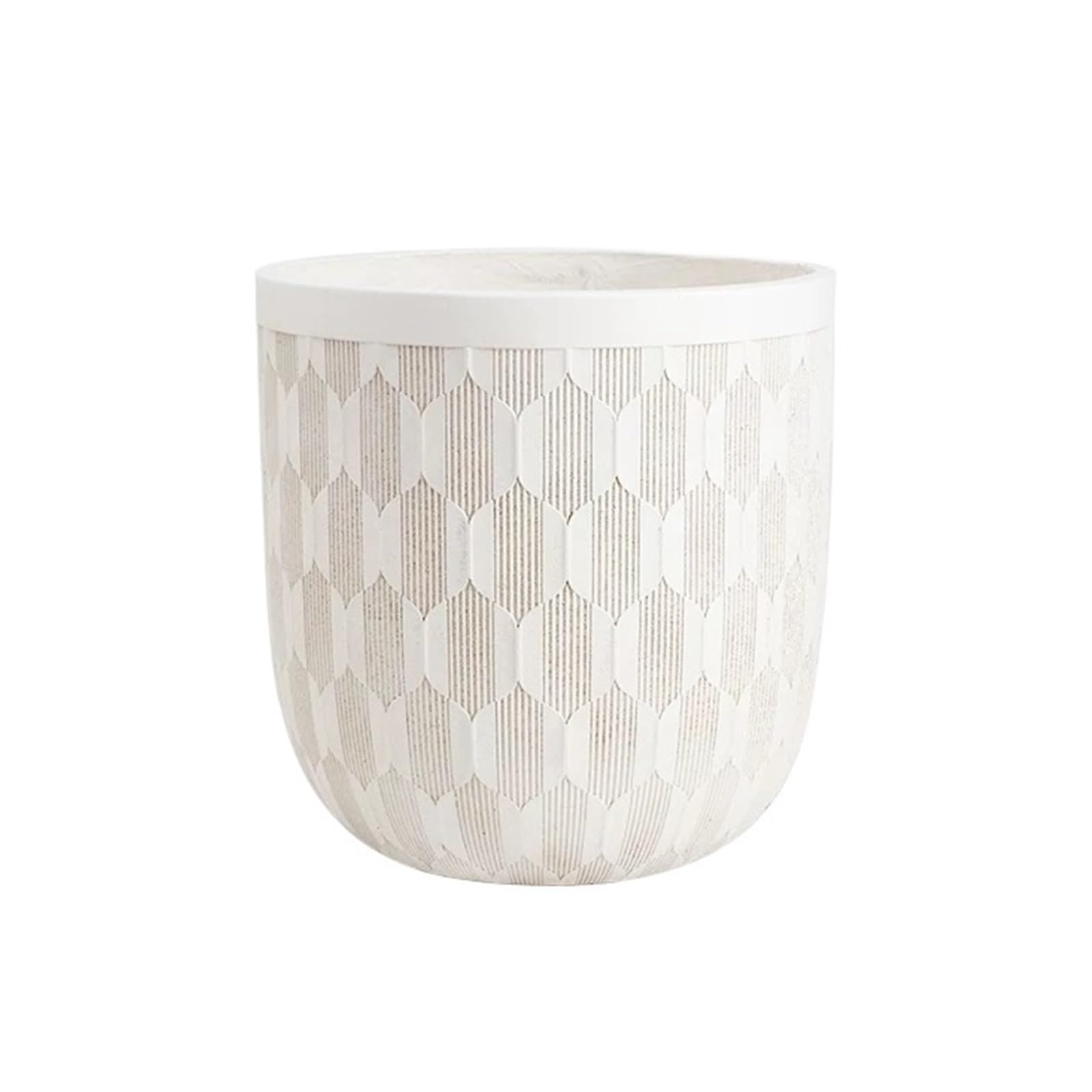 Cenz-888 flowerpot A White Cylindrical Flower Pot With A Minimalist Design And A Textured Surface Pots for Plants(Medium)