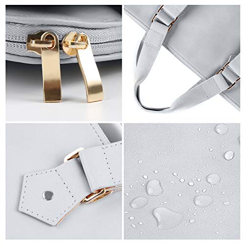 Kamlui Laptop Bag 15.6 Inch - for Women PU Waterproof Fashion Shoulder Messenger（Black） (15.6 ihch, Gray)4