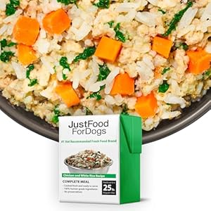 JustFoodForDogs Pantry Fresh Wet Dog Food, Complete Meal or Dog Food Topper, Chicken & White Rice Human Grade Dog Food Recipe – 12.5 oz (Pack of 6)