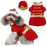 King Dog Costume Pet Halloween Costumes with Ruby Crown Funny King Dog Halloween Costume Cosplay Clothes for Christmas Birthday Party Photo Props