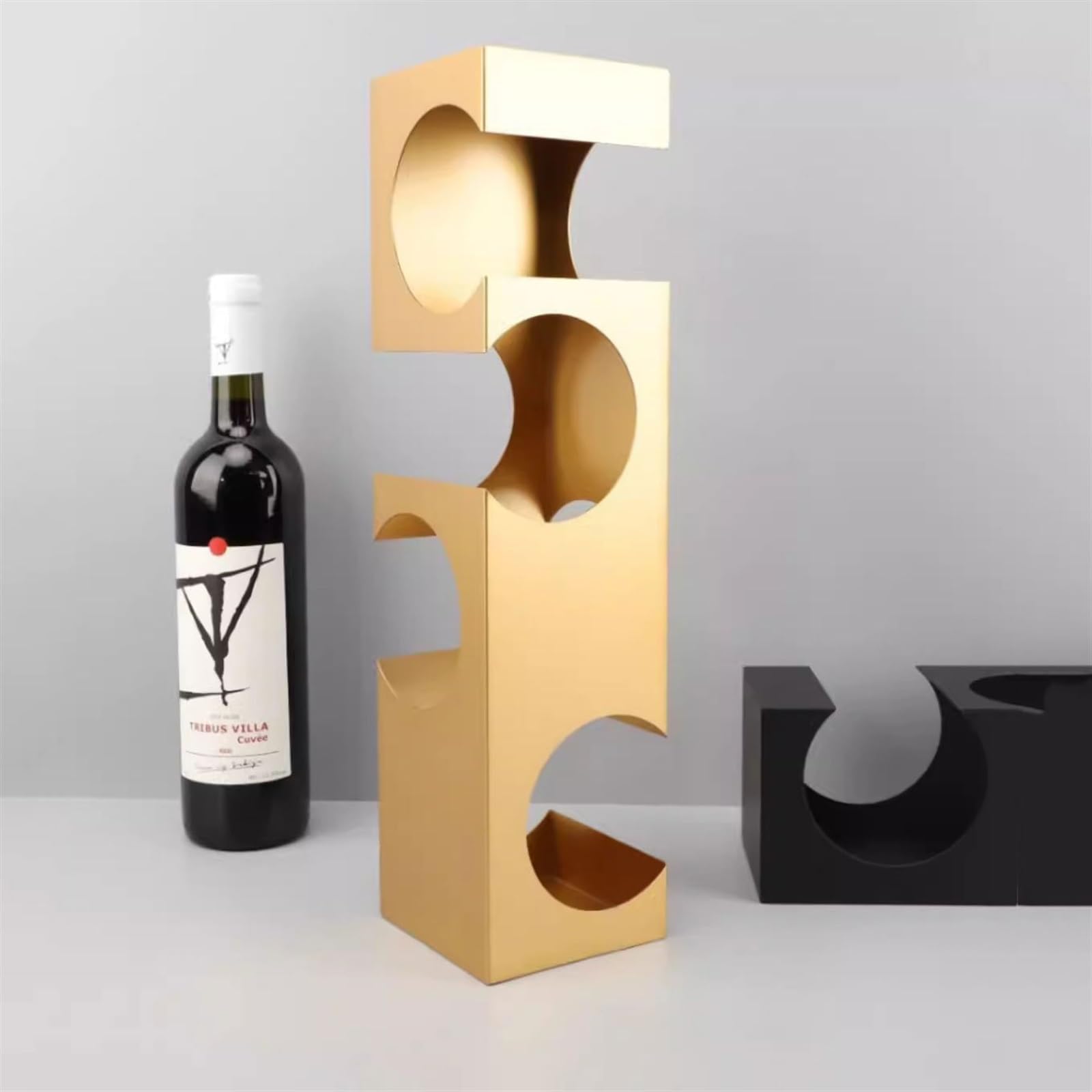 Portabottiglie Decorazione moderna for portabottiglie geometrica in metallo Cucina(Nero)