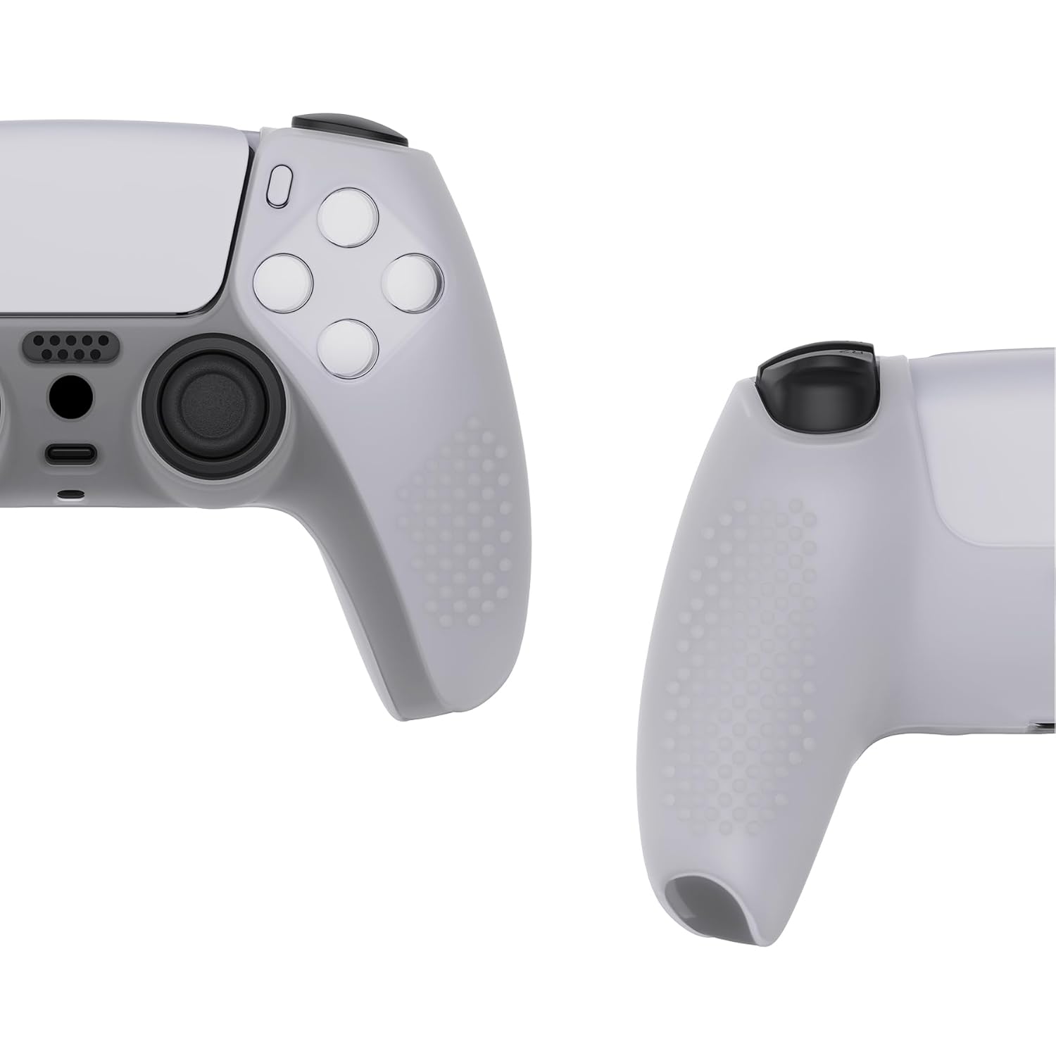 eXtremeRate PlayVital Clear White 3D Studded Edition Anti-Slip Silicone Cover Skin for ps5 Controller, Soft Rubber Case for ps5 Wireless Controller with 6 Clear White Thumb Grip Caps - Image 7