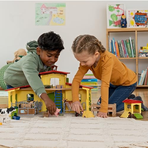 Image of Schleich Farm World Giant 123-Piece Playset Pack with Farmhouse, Chicken Coop, Horse Stall, Farm Toys for Toddlers Ages 3+