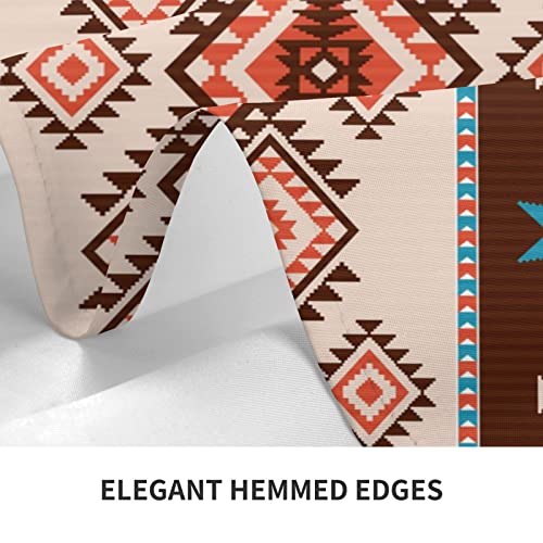 Juisticeville Native American Western Tablecloth Rectangle Farmhouse Boho Southwestern Aztec Rectangle Table Cloth Waterproof Ethnic Desk Cover For Kitchen Decor Party 60X80 In Brown Geometric #TOP5