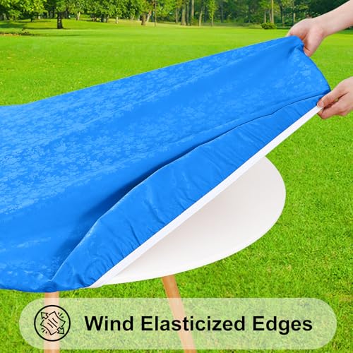 Image of Smiry Waterproof Heavy Duty Vinyl Fitted Tablecloth for 45 inch-56 inch Round Table