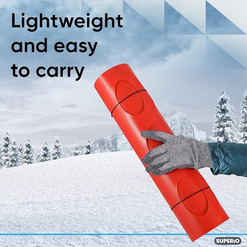 Superio Snow Slider Mat, Flexible Snow Sled Flying Carpet, Roll up Sleds for Kids and Adults 54' Lightweight Portable Plastic Snowboard Sled (Red)