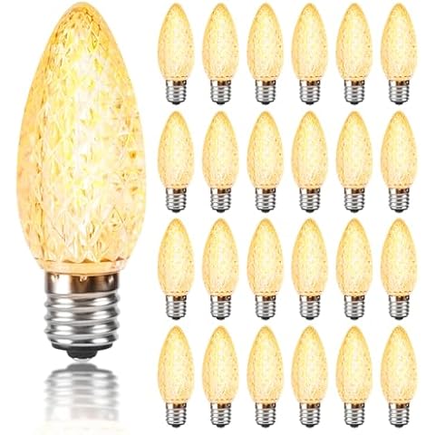 Neanete C9 Christmas Light Bulbs Warm White 2100K LED 1W Replacement 7W Edison Bulb E17 Base 120V Shatterproof for Outdoor Indoor Pack of 25 Cover