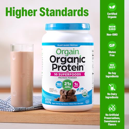 Orgain Organic Vegan 21g Protein + Superfoods Powder, Chocolate, 2.02lb - Image 3