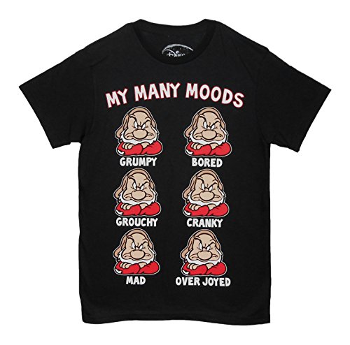 Disney Men's Many Moods Grumpy T-Shirt Extra Large Black