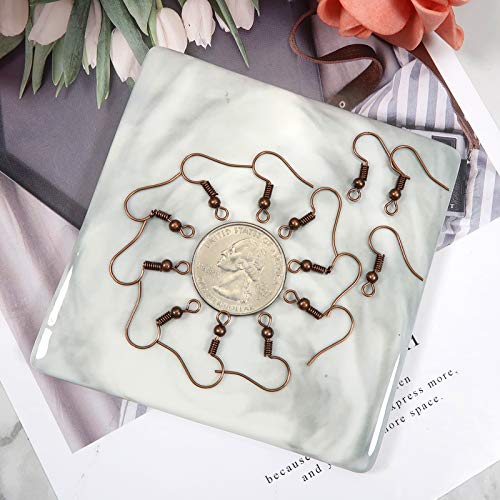Toaob 100Pcs Earring Hooks Hypo Allergenic French Ear Wires With Ball And Coil 18Mm Red Copper Fish Hook Earrings Making Supplies Jewelry Findings #TOP3