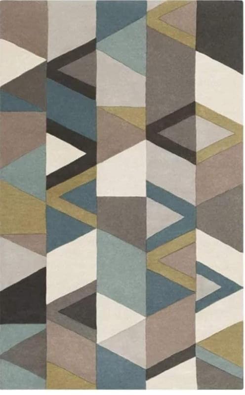 Image of Handmade Tuffted Pure Woollen Thick Geometrical Carpet for Living Room and Bedroom with 1.4 Inch Pile Height Size 2 x 6 feet Mult New FTE03
