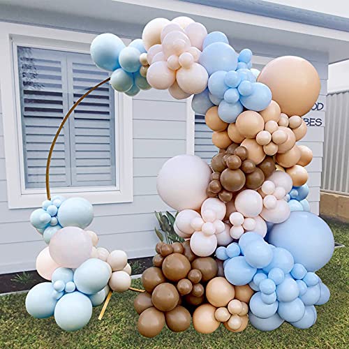 167 PCS Â Brown Coffee Blue Balloons Arch Garland Kit for Teddy Bear Baby Shower Birthday Wedding Party Decorations