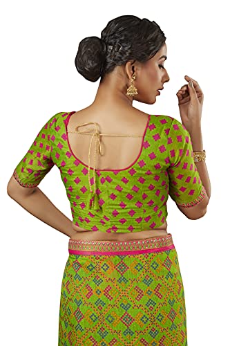 Image of Glory Sarees Women's Brasso Saree with Blouse Piece (Brasso Bandhani101Parent)