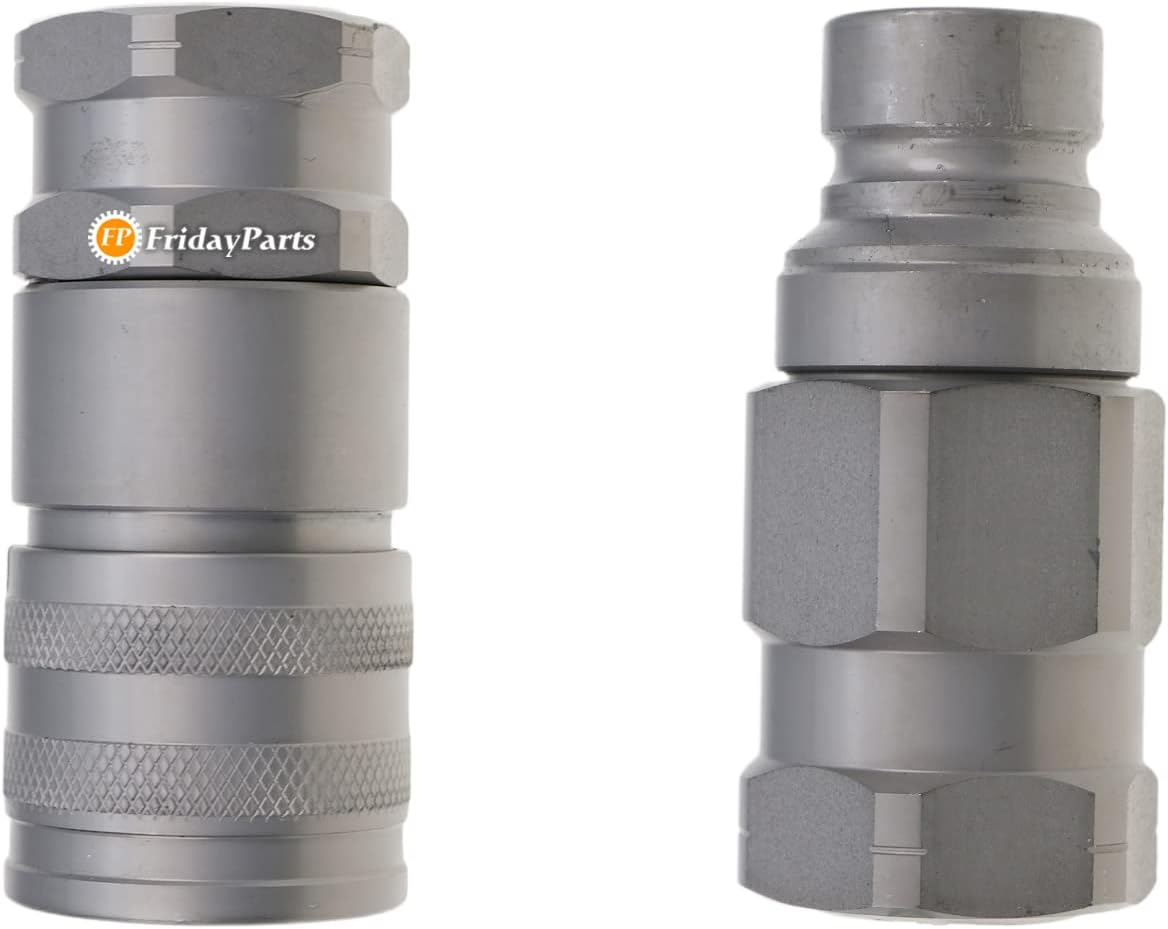 FridayParts Flat Face Hydraulic Quick Connect Coupler Set for Caterpillar CAT 216B 226B 232B 236B 242B 246 246B 248B 252B 262B 268B (Hydraulic Quick Connect Coupler Set)