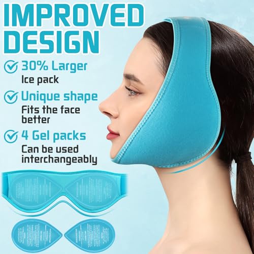 JEDWKFA Kühlpads Weisheitszähne, 4 Stück Kühlpads Gel, Weisheitszahn Kühlkompresse, Wiederverwendbare, Kalt Warm Kompressen Kühakku, für Zahnextraktion, Kiefergelenk-Schmerzen, Blau