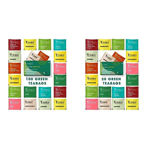 Teabox Green Tea Sampler Bags 100pcs (10pcs X 10 flavors) & Teabo...