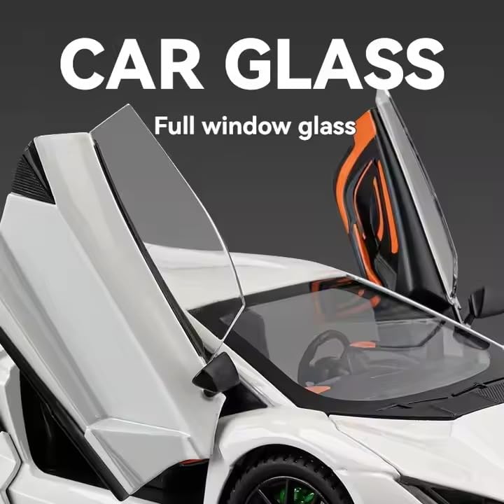 Image of Invite Enterprise 1:24 Lamborghini Revuelto Diecast Metal Pull Back Car - 4 Openable Doors with Sound & Light | Perfect Toy Decoration & Gift for Kids【White-Color】