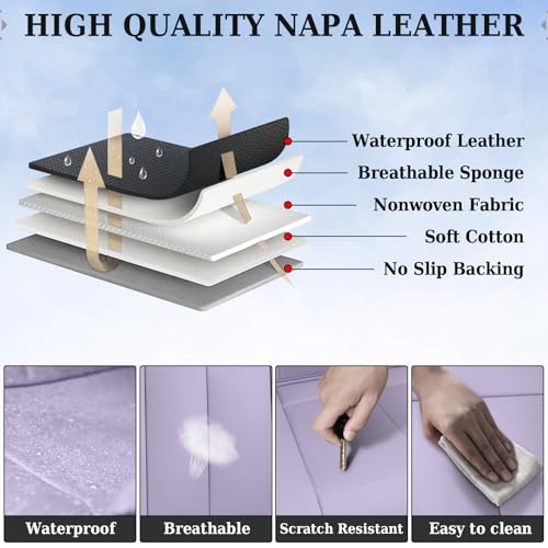 Image of Coverado Automotive Seat Covers, Car Seat Protector for Back Seat, Purple Waterproof Seat Covers for Cars Carseat Cover, 3-Pieces Back Seat Cover for Car, Faux Leather Universal Fit Most Cars