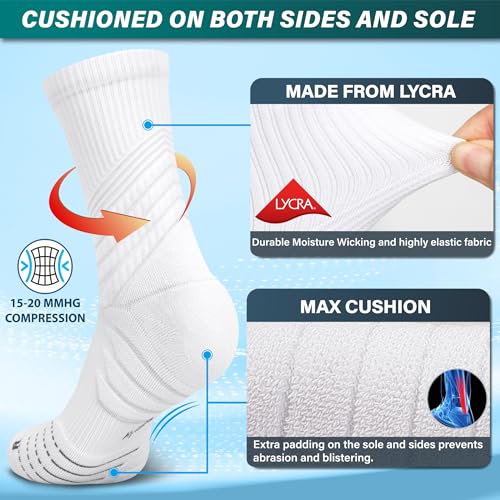 Hylaea Compression Running Socks for men, Coolmax Anti-Blister Cushion Crew Socks for Athletic, Moisture Wicking & Seamless2