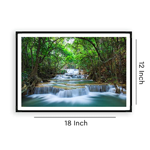 Image of Vastu Vardan Waterfall Scenery Painting With Frame | Natural Paintings for Living Room | Size 12 x 18 Inch | Wall Scenery for Bedroom, Office, Home Decor | Waterfall Painting Artwork