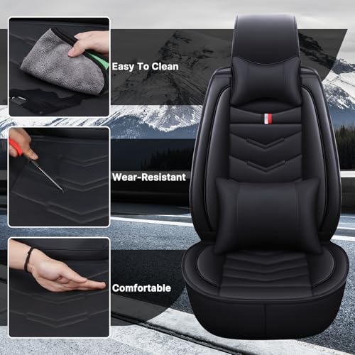 Image of Car Seat Cover 2 Seats for Nissan 370Z 2009-2020, Durable Wear Resistant Waterproof Vehicle Cushion Cover, Breathable No Odor Premium Leather Vehicle Seat Covers.(Luxury,Black)