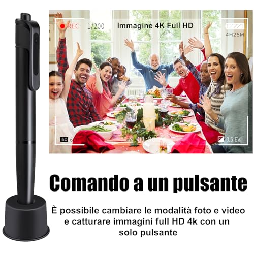 EUGRESS Telecamera spia 4K, Penna fotografica