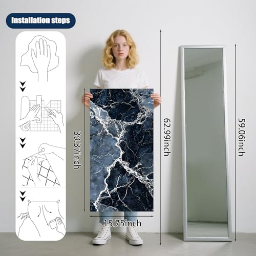 Image of Nuxovilar Grey Marble Vein Peel Stick Wallpaper PVC 15.75x39.37 Inches